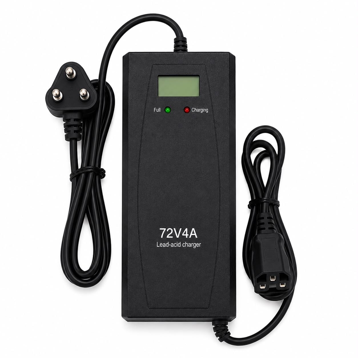 72V 4A Lead-Acid Battery Charger with LCD Display, Black | LED Status Indicator, Full Charge Alert, Electric Vehicle Use, 3-Pin Indian Plug, Compact Design-picture-30