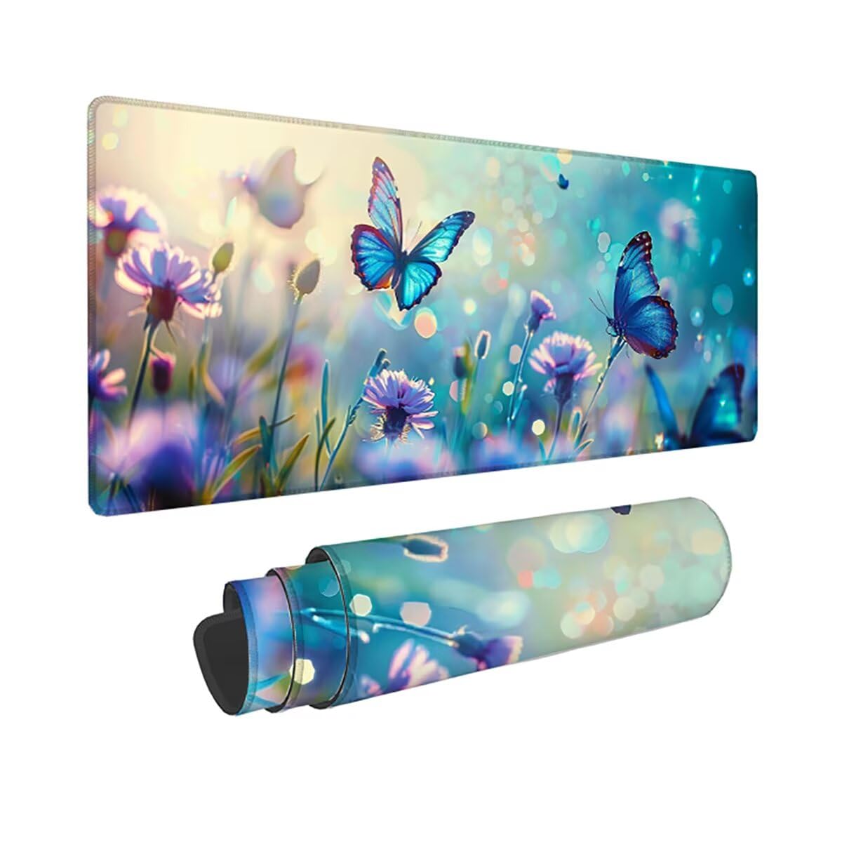 Tappetino per Mouse Gaming XXL 1200x600x3mm – Ufficio Mousepad Grande – Migliora la Velocità e la Precisione – Tenuta Stabile – Sottomano per Ufficio e Casa Accessori Scrivania – Blu Farfalla LMDT80