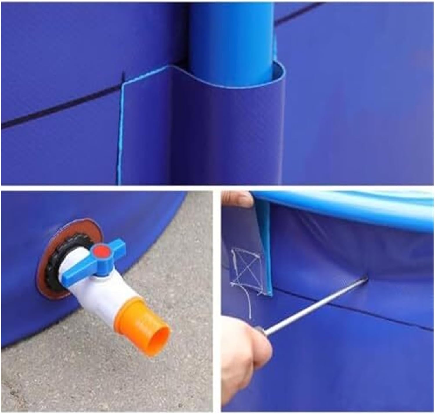 Round Stock Tank for Koi Pond - Above Ground Fish Holding Pool, Easy Setup Canvas Aquatic Breeding Tank (1x0.8m) - Ideal for Outdoor Water Gardens