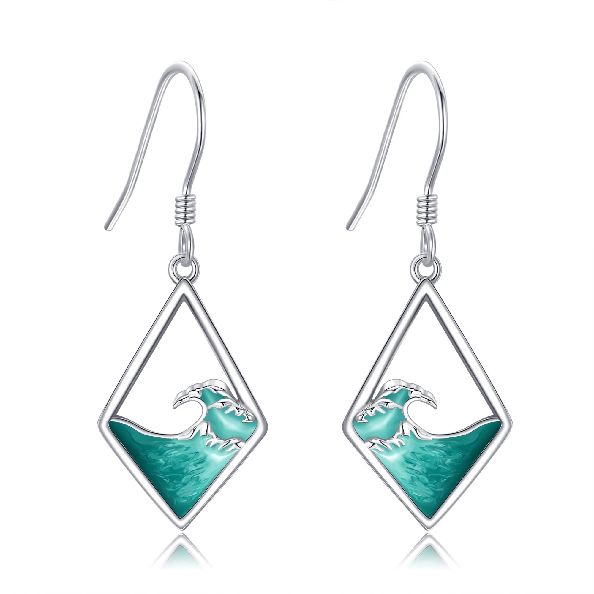 Welle Ohrringe Dangle S925 Sterling Silber Ozeanwellen Ohrstecker Schmuck für Damen