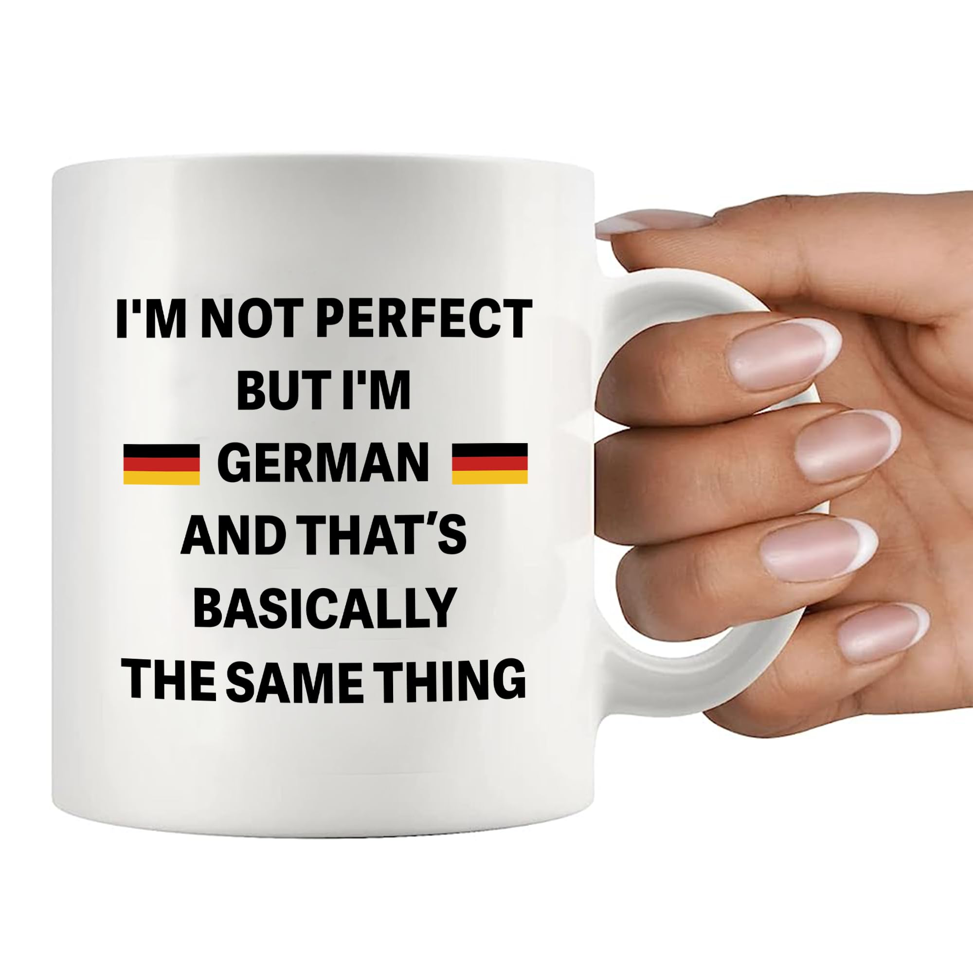 Panvola I'm Not Perfect But I'm German Funny German Gifts for Friends Coworkers Sarcastic Gifts Novelty Drinkware Ceramic Mug 11 oz White