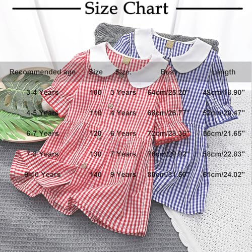 Girls Plaid Dresses Classic Gingham Doll Neck Button Down School Uniform Dress Kids Cotton Cute Preppy Mini Dress3