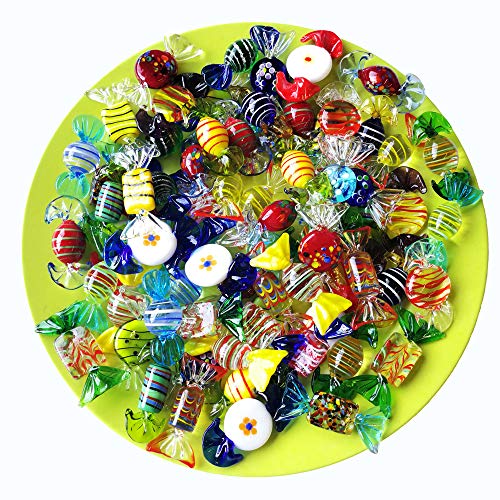 Sujeetec 24Pcs Handmade Vintage Murano Style Various Glass Sweets Glass Candy Ornaments For Home Party Wedding Christmas Xmas Tree Festival Decorations Gift #TOP5