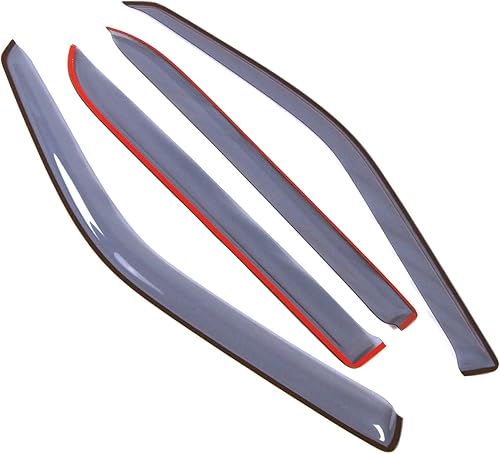 Miniatura 2 de Tuningpros LWD2-165 Deflector de visera para ventana de montaje exterior, color gris claro, juego de 4 piezas compatibles con Ford F-150