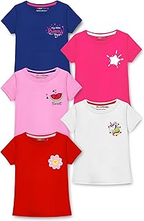 Trampoline Girls Half Sleeves Regular Fit Graphic Printed T-Shirt Pack of 5 Price In India