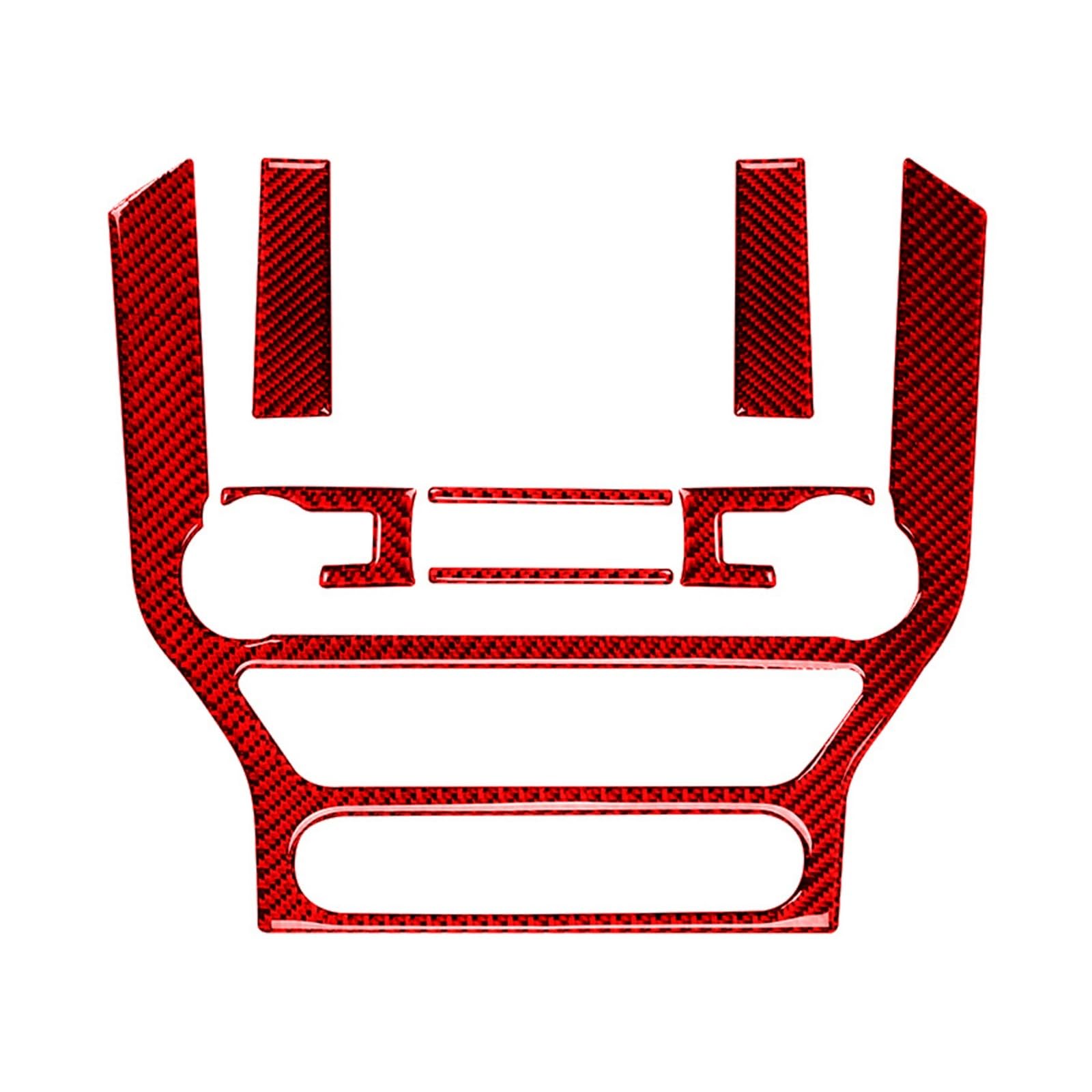 Car Trim Accessories for Mustang 2015-2021 Carbon Fiber Car Central Console Navigation Multimedia CD Panel Frame Kits Decoration Sticker(Red)