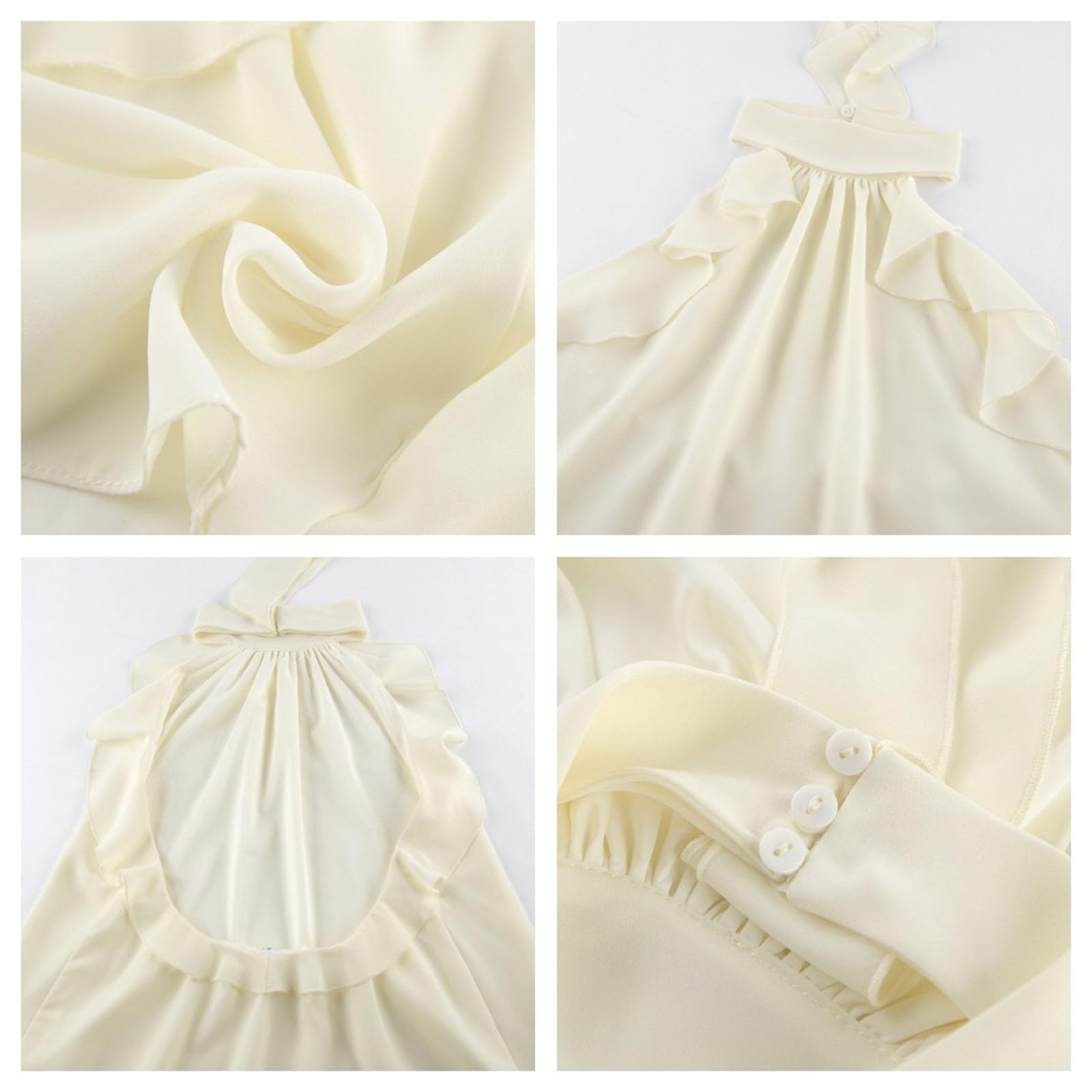 Débardeur Femme en Chiffon à Volants, Dos Nu, Sans Manches, Blouse Décontractée d'Été, Top pour Sortir