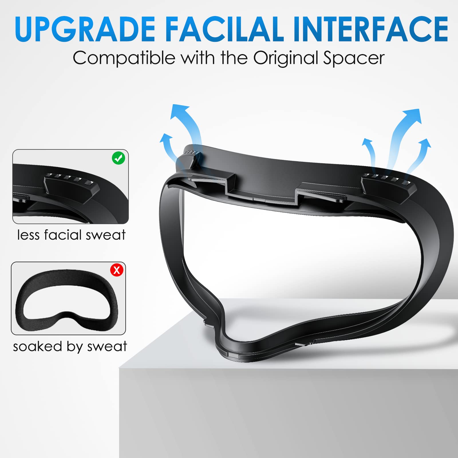SUPERUS Interfaccia Facciale per Oculus/Meta Quest 2 Accessori (Versione Aggiornata), con 2 Sostituzione Della Schiuma, Nasello Anti Luce, Protezione Lenti e Distanziatore per Occhiali (Kit 7 in 1)