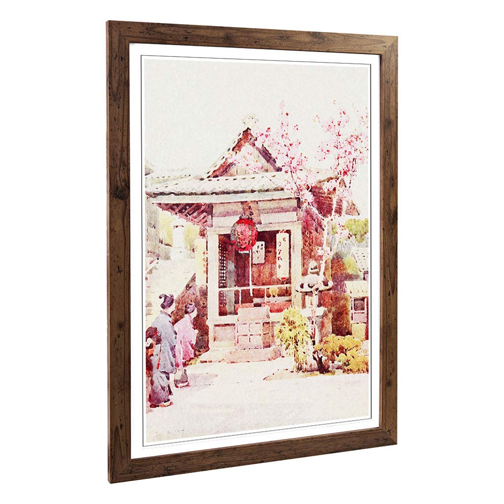 Big Box Art Framed Print of Ella Du Cane Japanese Oriental A Buddhist Shrine Design | Wall Art Picture| Home Decor for Kitchen, Living Room, Bedroom, Hallway, Walnut, A2 / 24.5x18 Inch / 62x45cm
