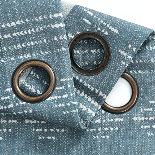 Jinchan Boho Curtains Linen Curtains For Living Room Blue Farmhouse Boho Curtains 84 Inches Long Geometric Striped Mudcloth Light Filtering Bedroom Window Grommet Curtains 2 Panels Blue On Beige #TOP3