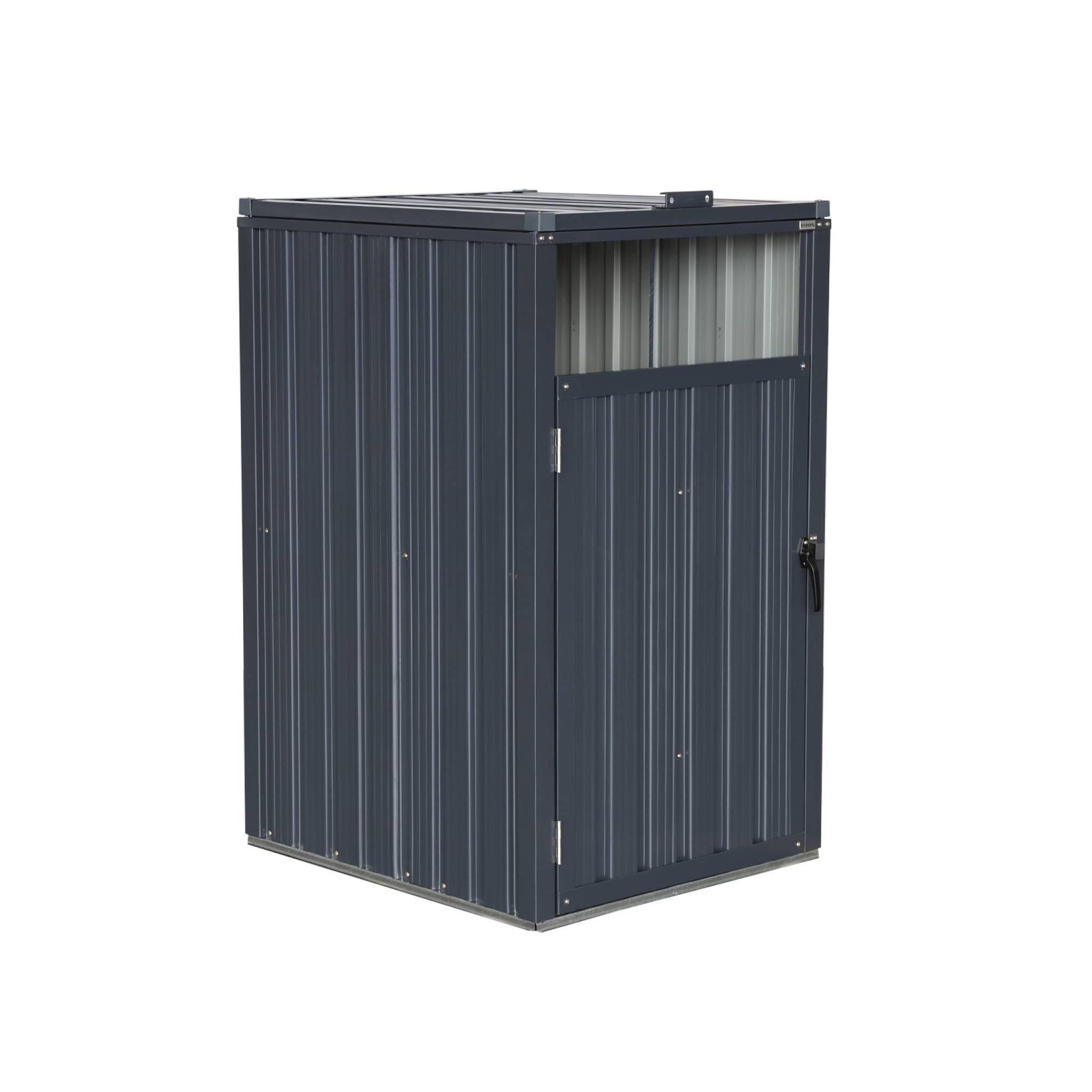 sweeek - Cache Poubelle Gris en Acier galvanisé. 1 Place L 73 x P 82 x H 124 cm
