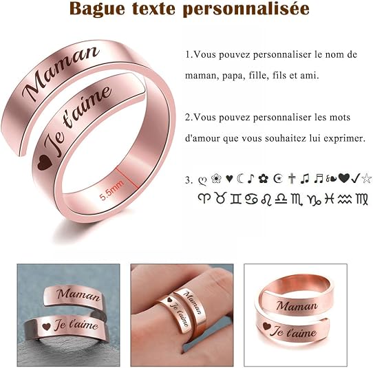 Bague Prénom Personnalisable - Gravure 2 Noms - Ajustable Argent/rose/or - Cadeau Sentimental