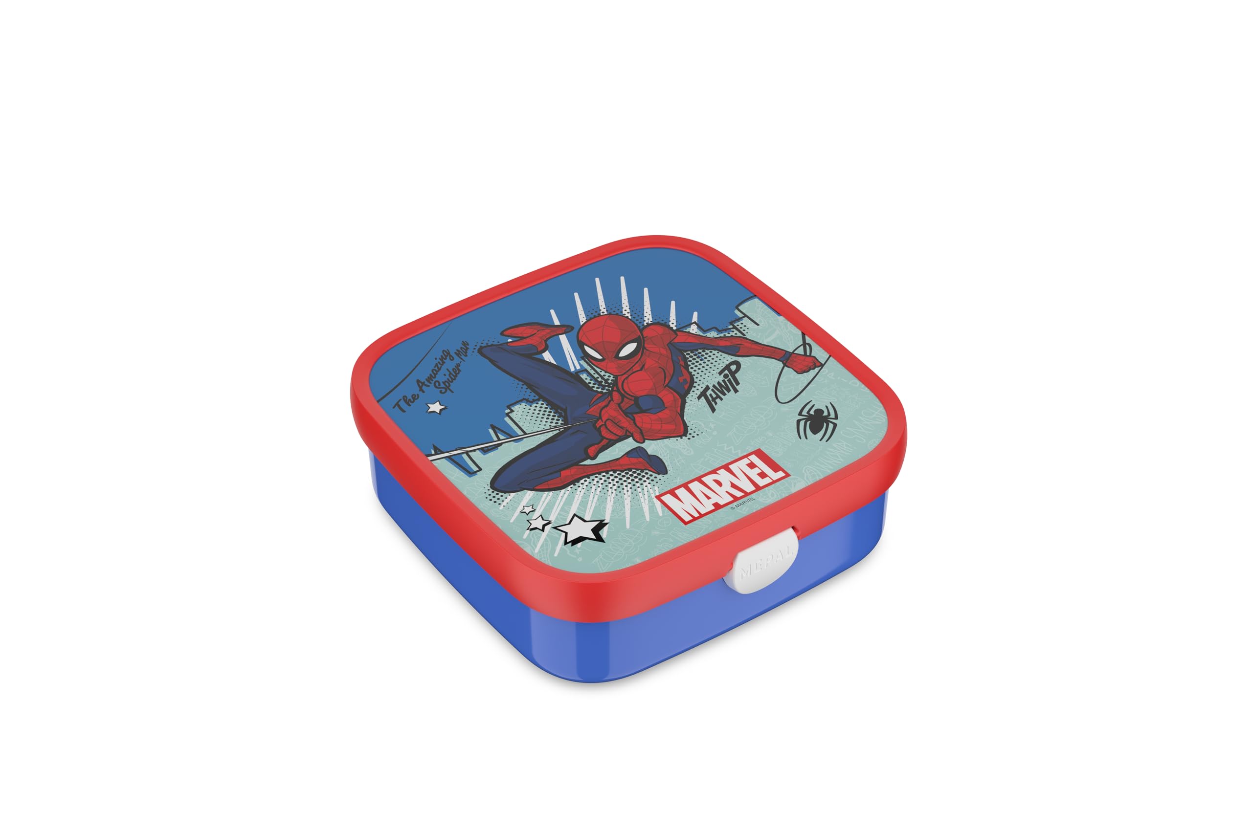 Mepal - Bento Lunch Box Large Campus - Bento Lunch Box for Children - Includes 2 removable Leakproof Bento Boxes and Fork - Bento Boxes are Microwave Safe - 2x 200 + 1250 ml - Spiderman