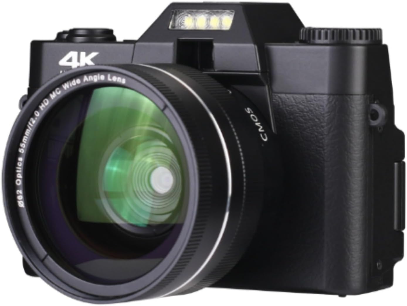 Korons Digital Camera, 4K Vlogging Camera with Autofocus and Macro Function, 3" LCD Screen Compact Portable Photo Camera for Teens & Beginners (Black + Lens,64GB)