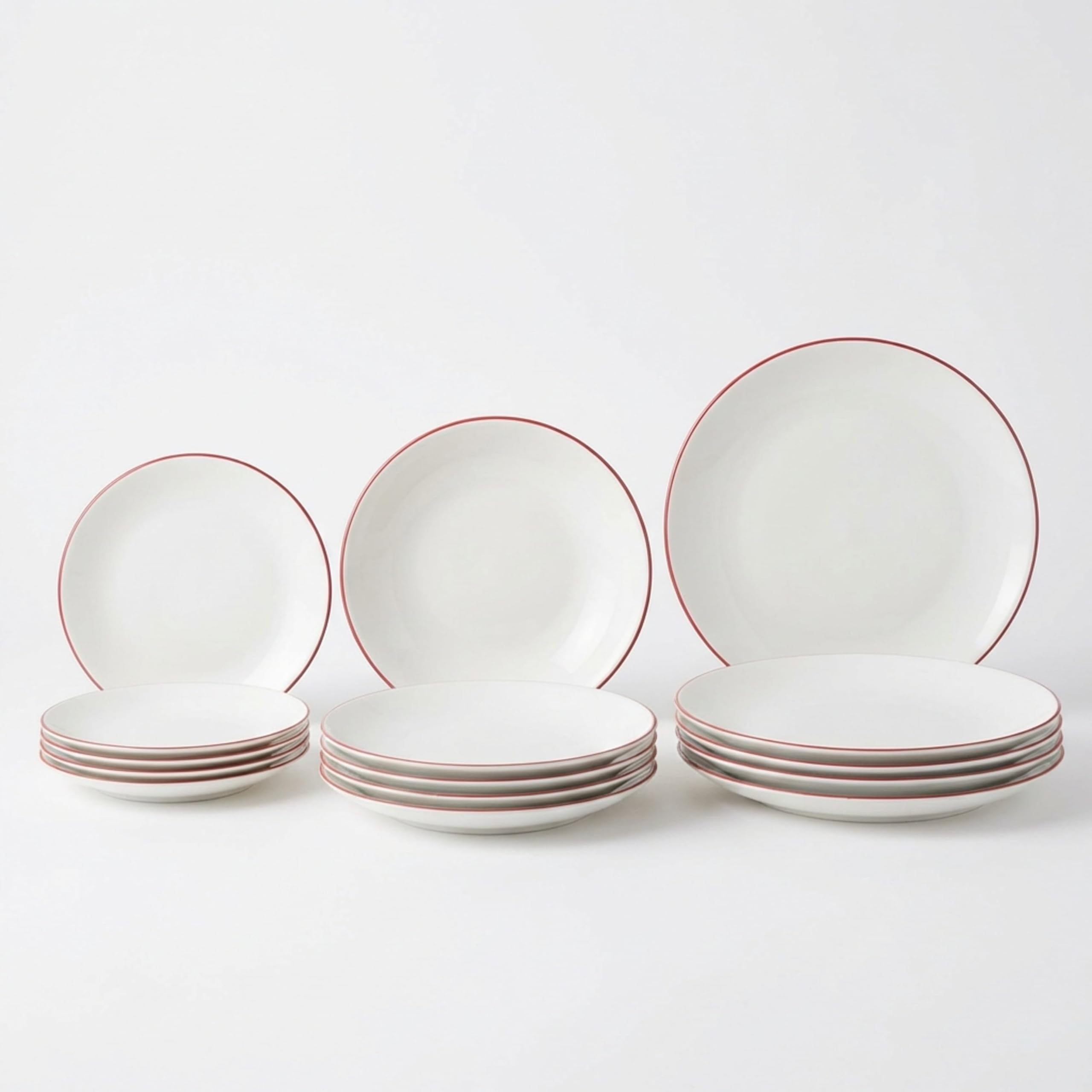 SANTA CLARA | Vajilla Completa 12 Piezas Vidrio Opal para 4 Personas, Apta Microondas y Lavavajillas, Vajilla Amalfi Roja Decorada para Hogar y Cocina