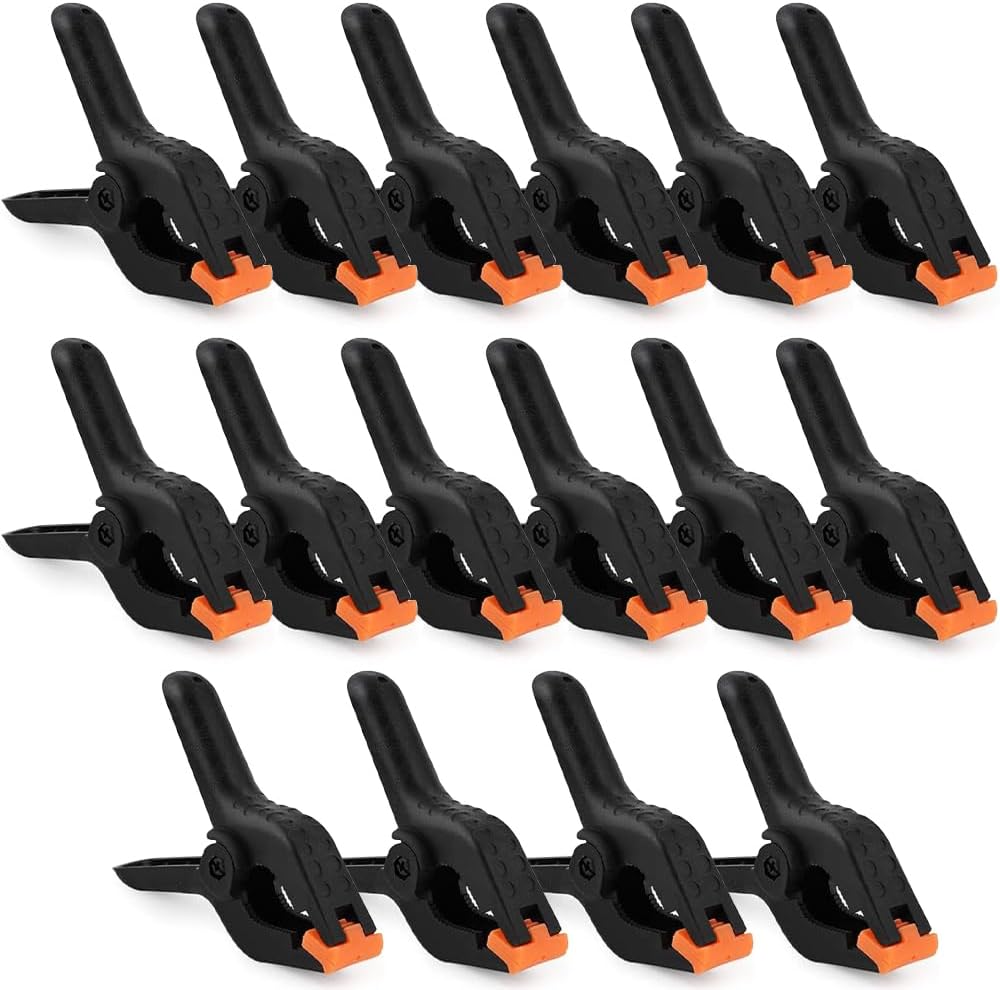 16 Pieces 4 Inch Nylon Spring Clamps Heavy Duty Spring Clips Clamps Plastic Heavy Duty Spring Clips Strong Grip Clips Backdrop Clamps for Crafts, Woodworking, Photography Studios, Outdoor