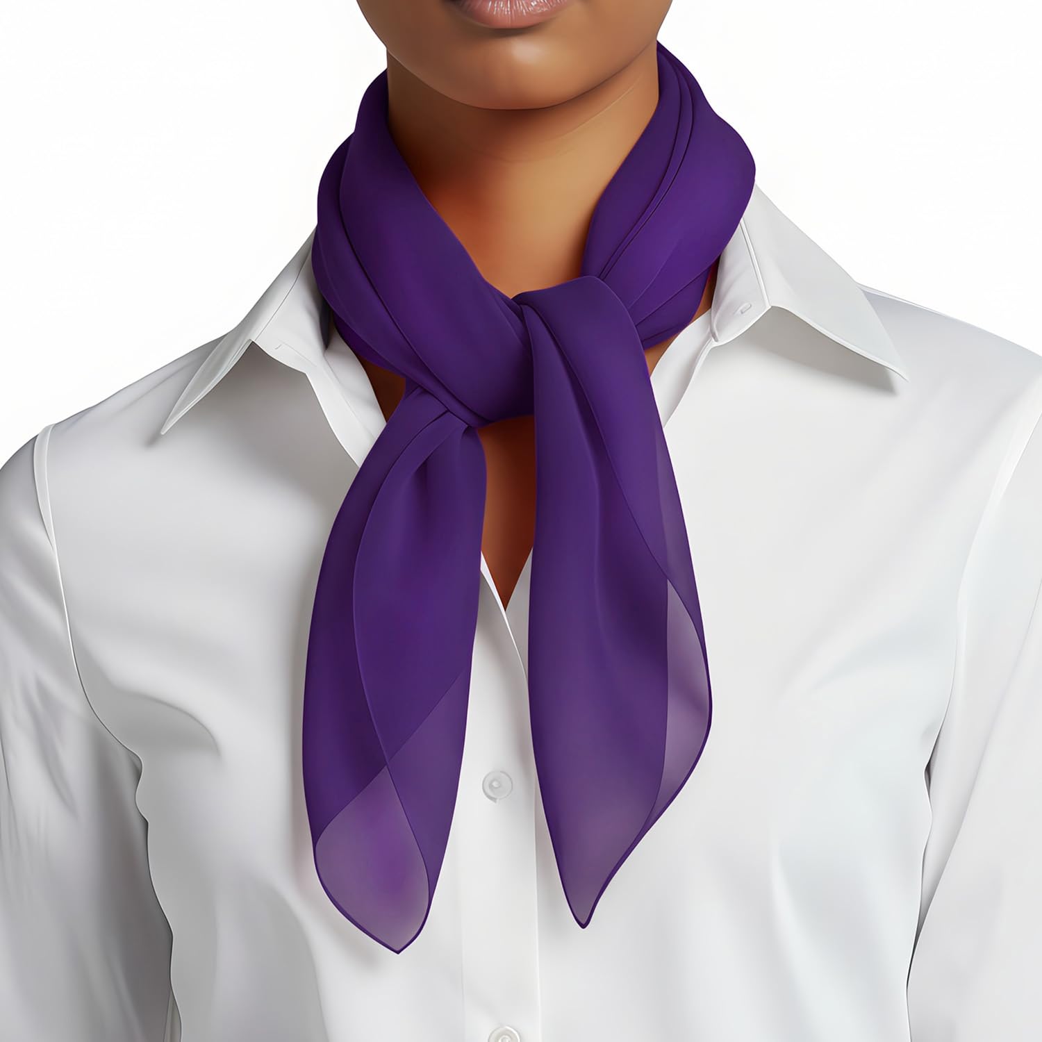 Basic Sense Women's Purple Lightweight Chiffon Square Scarf For Retro Neckerchief Bandana & Hair Tie,