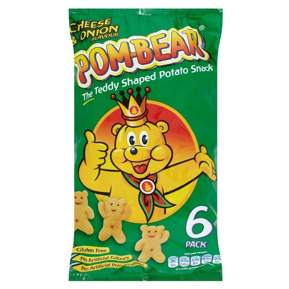 Pom-Bear Potato Snacks - Cheese & Onion (6x19g) - Pack of 2