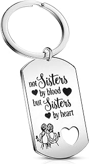 Best Friend Keychain Not Sisters by Blood But Sisters by Heart Keychain for Sisters Friends Graduation Gift
