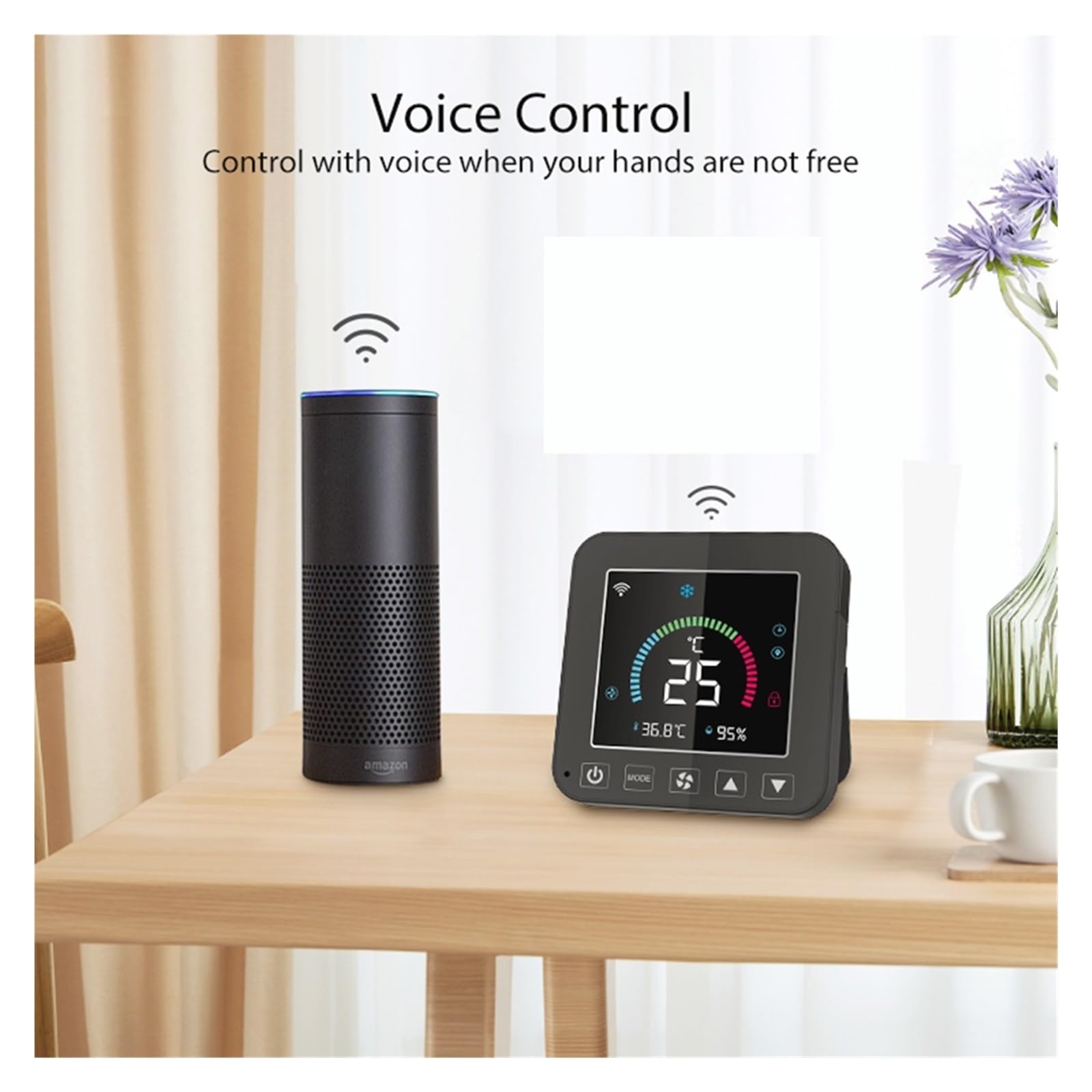 Digitaler Thermostat, Tuya WiFi-Thermostat, Klimaanlagen-Temperatur-Feuchtigkeits-Infrarot-Controller, USB-Power-LCD-Touchscreen(2 Pcs)