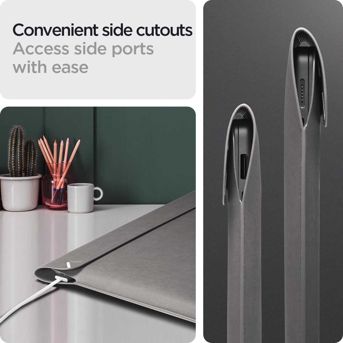 Spigen Valentinus S - Funda Protectora para Ordenador portátil de 15" 15.6" 16" Pulgadas, Funda de Piel sintética Impermeable para Ordenador portátil, Compatible con MacBook Pro, DELL, Acer, ASUS, HP