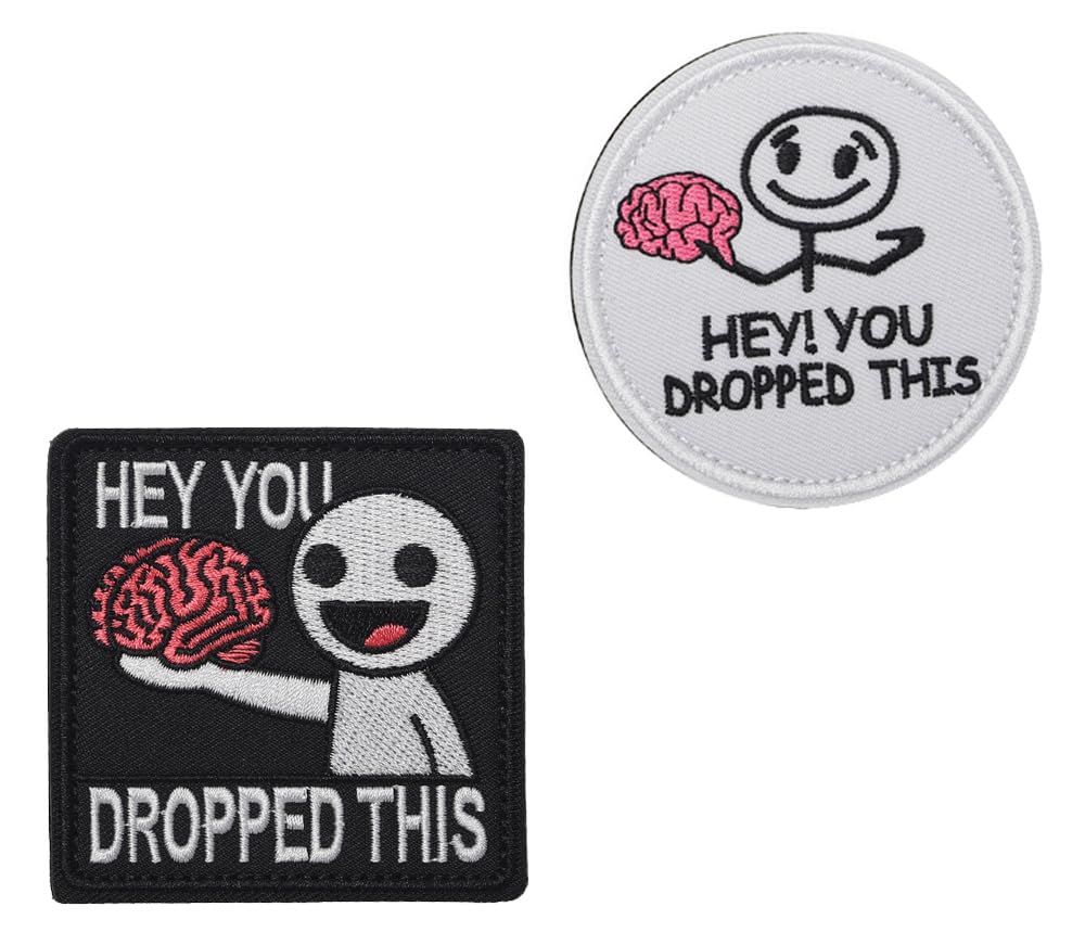 2 PCS Hey You Dropped This Patch Funny Cartoon Morale Embroidered Emblem Humorous Sarcastic Tactical Applique Badge Hook and Loop Patch for Uniforms Pouch Jeans Vest Hat Backpack Jacket