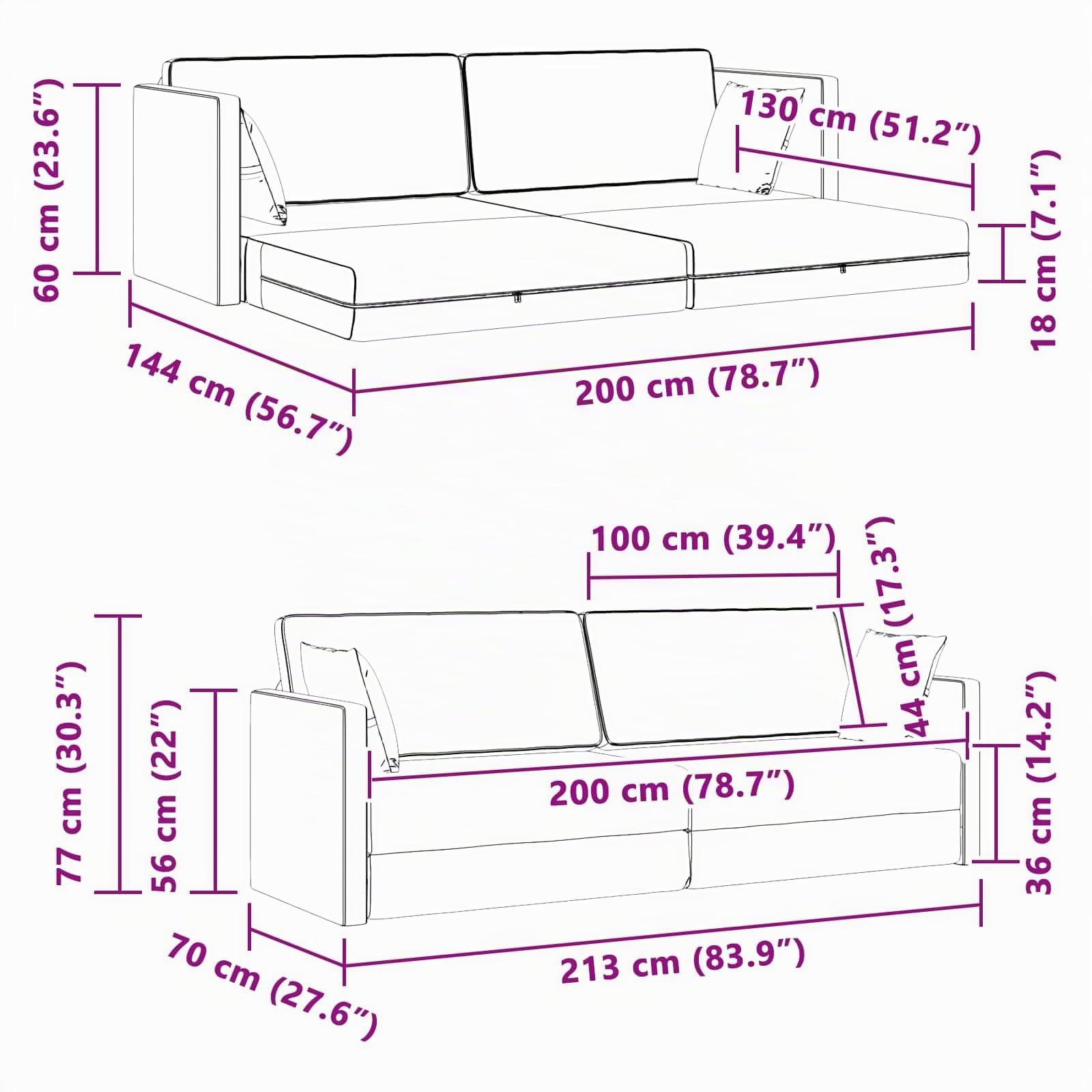 vidaXL Boden-Sofa-Bett Dunkelgrau 213 x 70 x 77 cm Samt