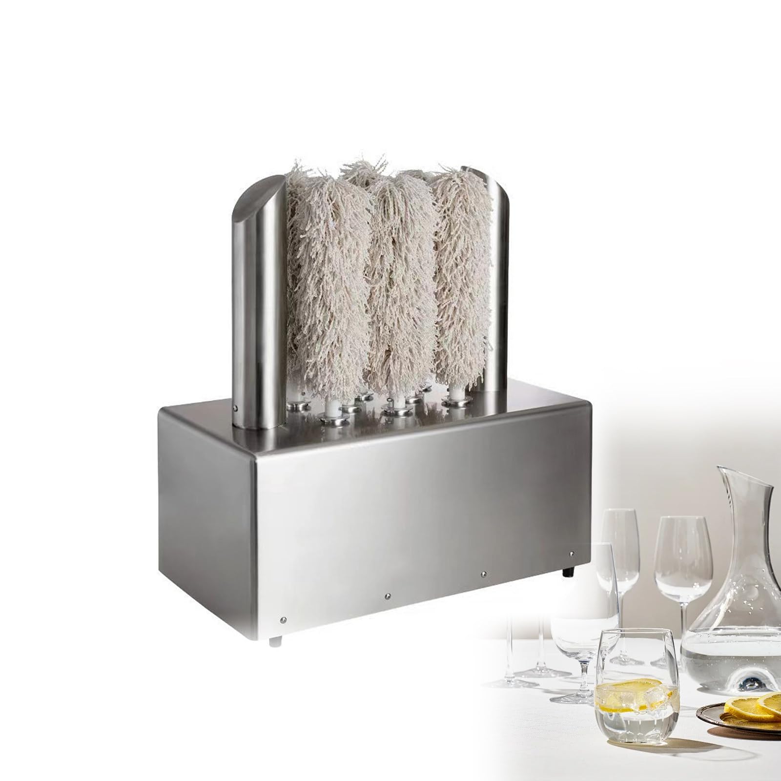 JKJZSALJ Commercial Wine Glass Polishing Machine, Automatic Glassware Wiper With Multiple Brushes, Ideal For Bars, Restaurants, Hotels, And Cafes,3head