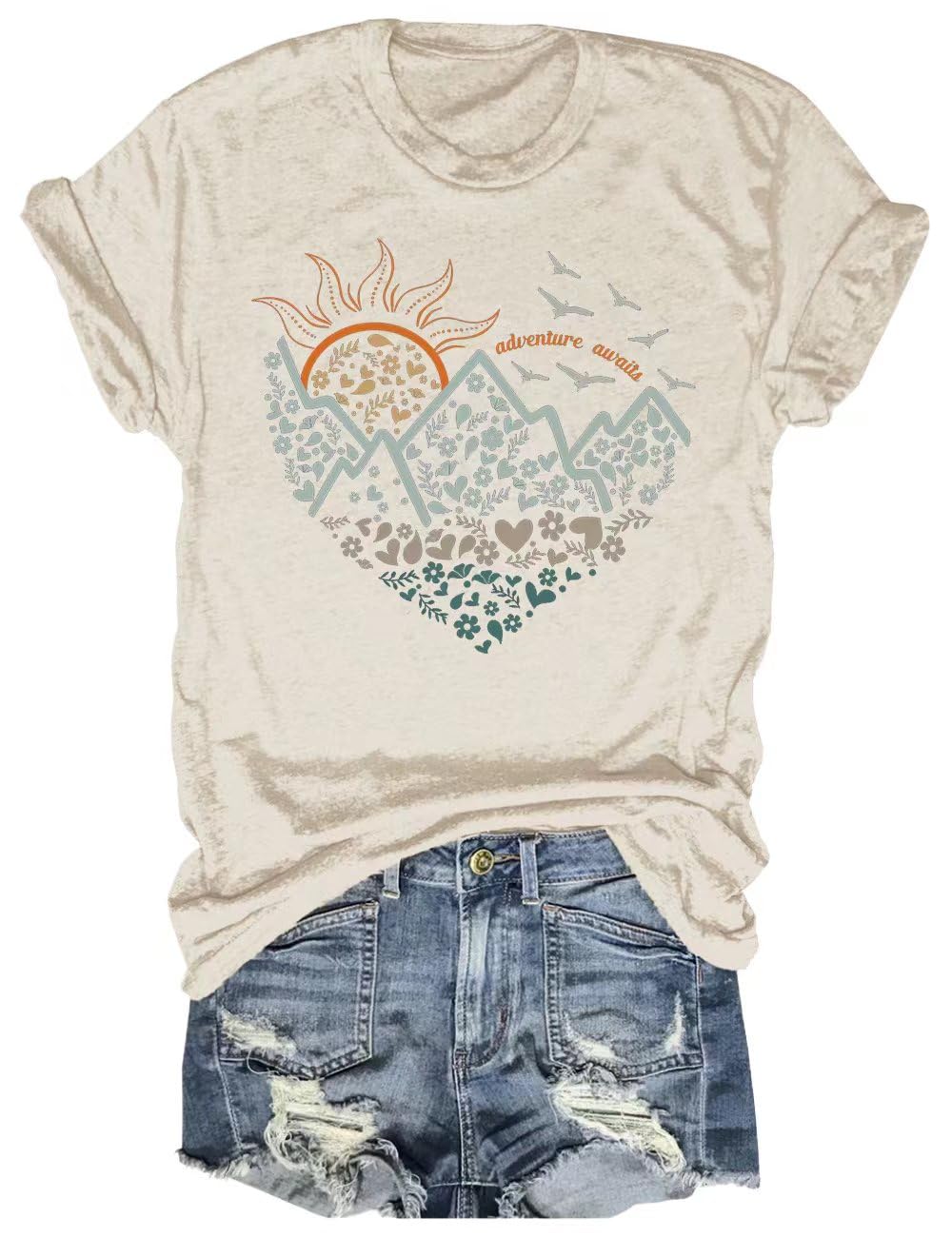 BeopjeskWomen's Nature Camping Mountain Hiking Lovers Shirt Adventure Wild Outdoor Graphic Tees Tops