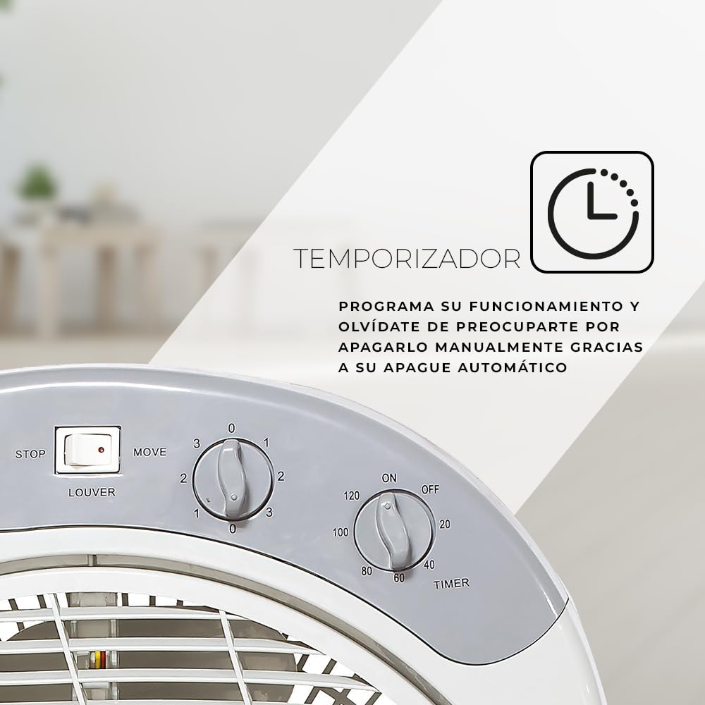 Svan Ventilador de Suelo Gris 12", 35 W, SVS351200. Temporizador de 60 min, 5 Aspas, Control Manual
