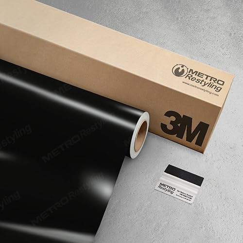 3M 2080 - Envoltura de vinilo negro brillante de 5 x 2 pies con escobilla Metro Restyling G12