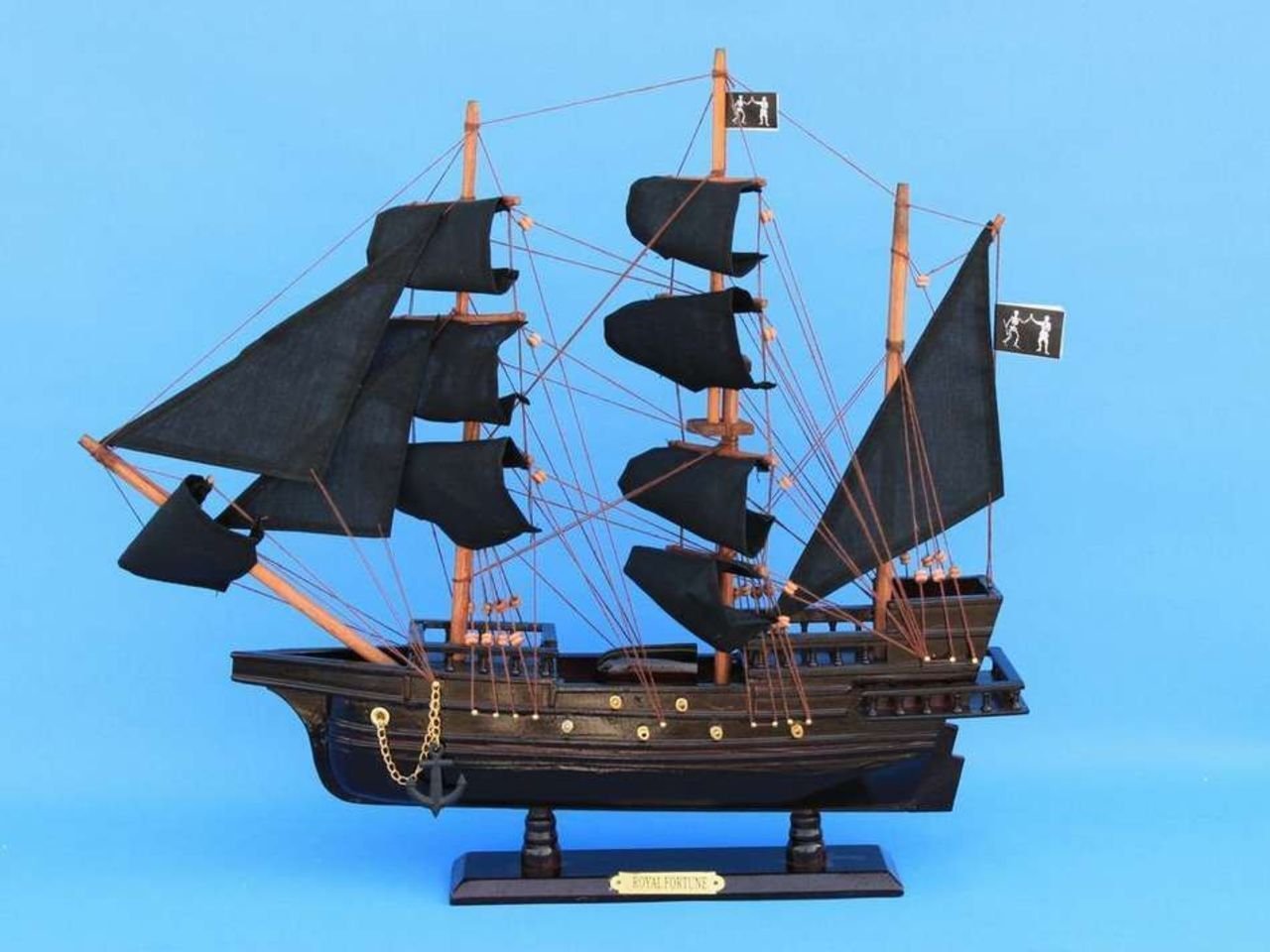 Hampton Nautical Wooden Black Bart's Royal Fortune Model Pirate Ship, 20