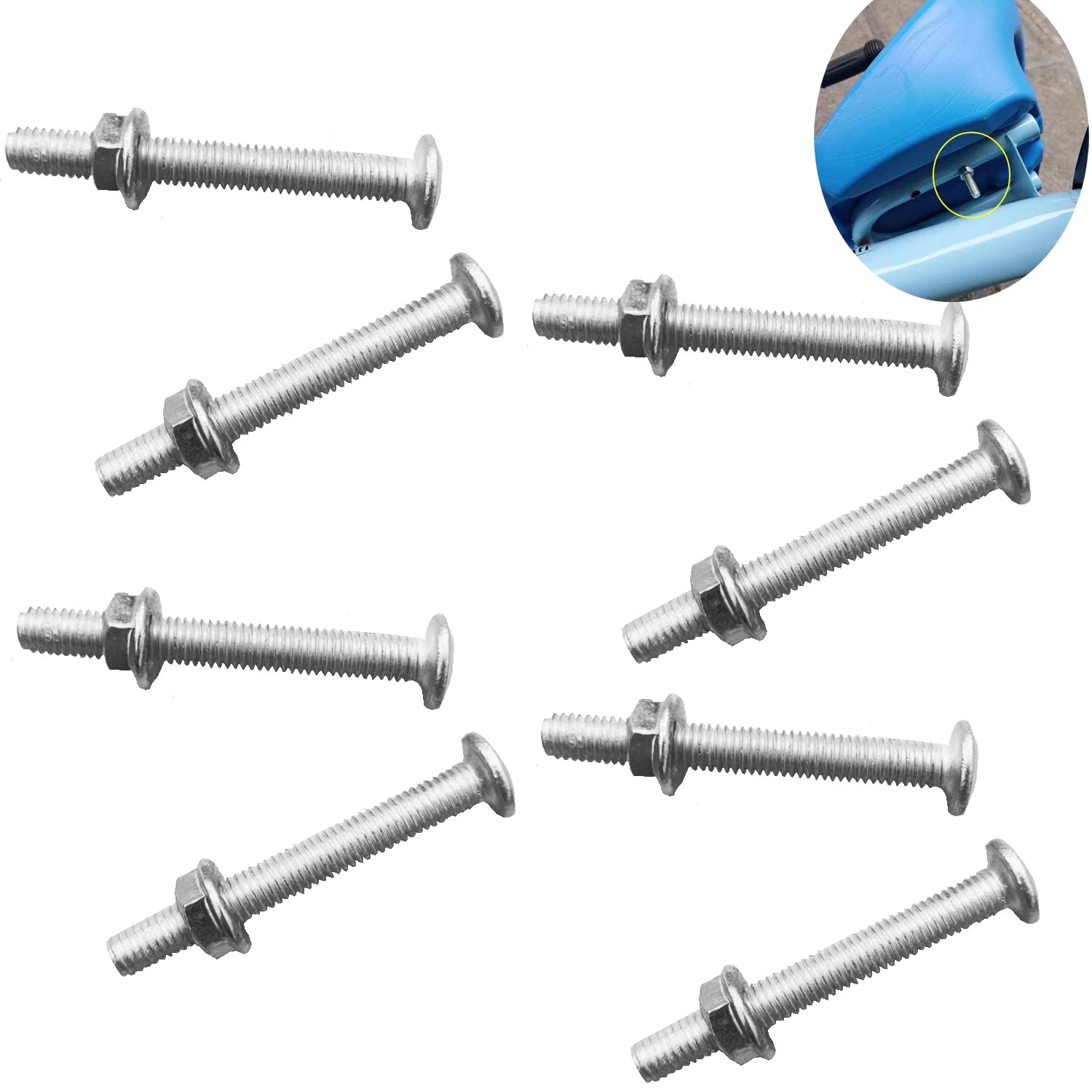 8 Pack Kids Tricycles Seat Mounting Screws Kit 1/4-20 x 2'' Long Fully Machine Thread (Screw Bolts + Washers + Locking Nuts) for Trike Backrest Saddle Balance Bike Repair Tripod DSLR Camera-image-45