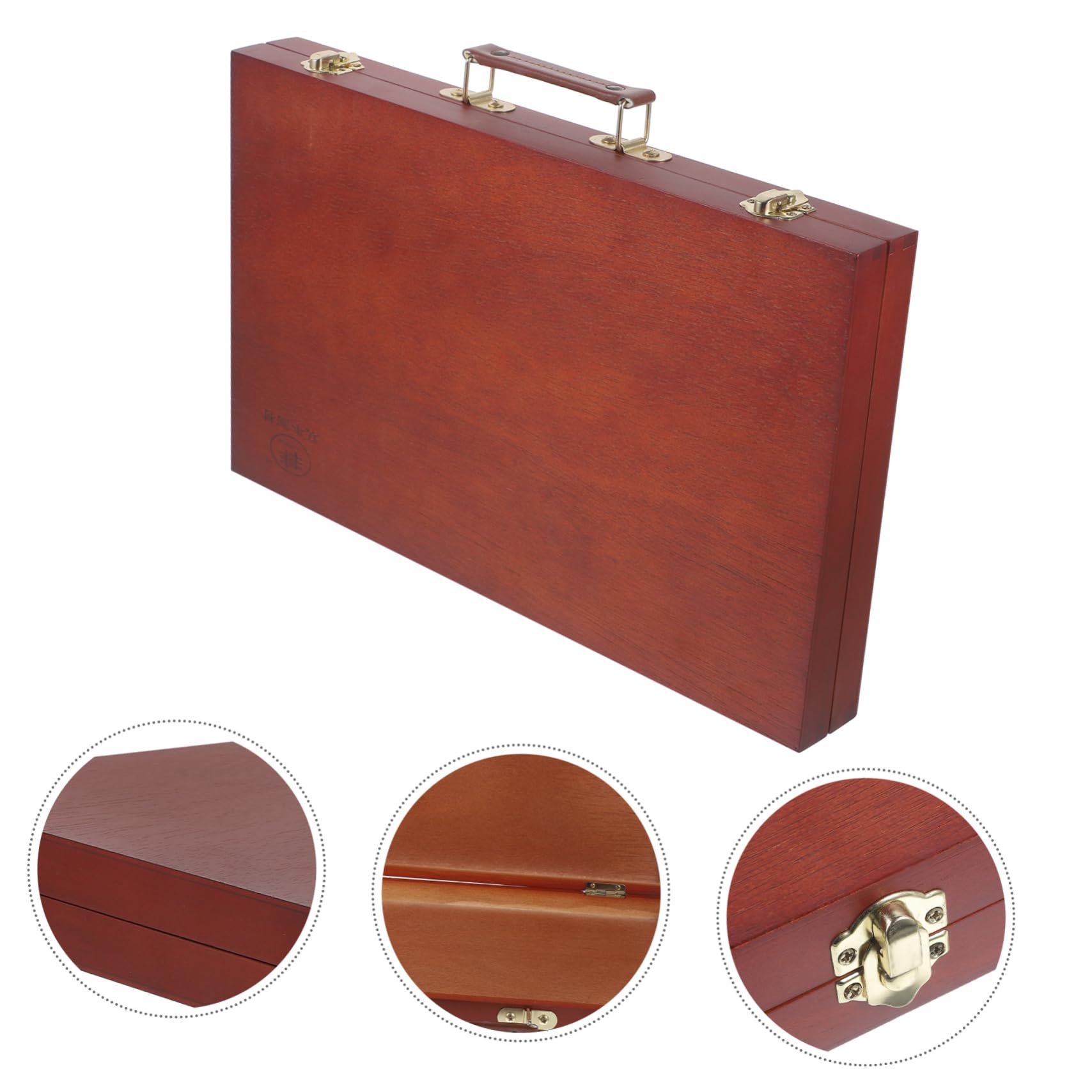 Caja de almacenamiento de madera para artistas con mango para pinturas y herramientas