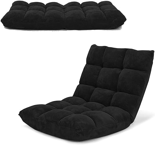 COSTWAY Silla ajustable para videojuegos, sillas de videojuegos con soporte para la espalda, marco de acero aleado, forro polar coral suave, sofá