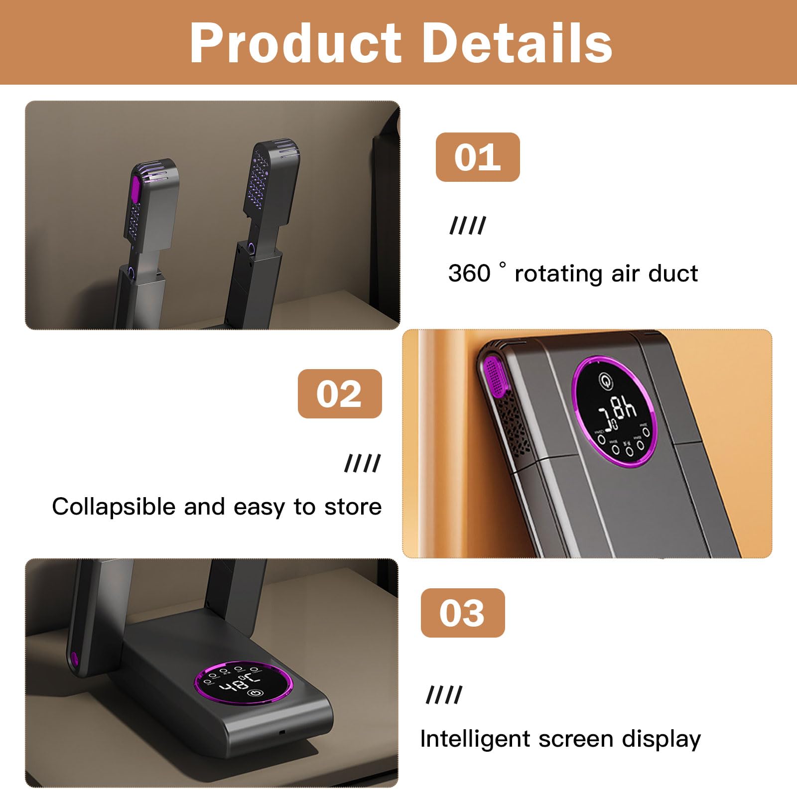 Schuhtrockner, Faltbares Design Schuhtrockner Elektrisch Mit Smart-Timer, Schuhtrockner Antibakteriell Beseitigen Sie Effektiv Gerüche