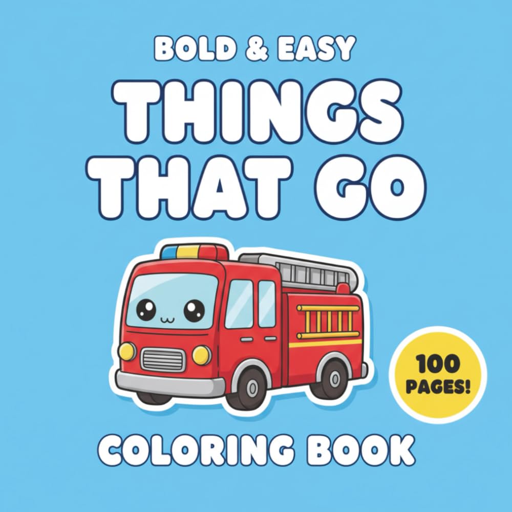 Bold and Easy Construction Site Coloring Book: Big, Simple, and Cute Designs of Diggers, Dump Trucks, Cranes, and Mixers for Toddlers and Kids (Easy Coloring for Kids)