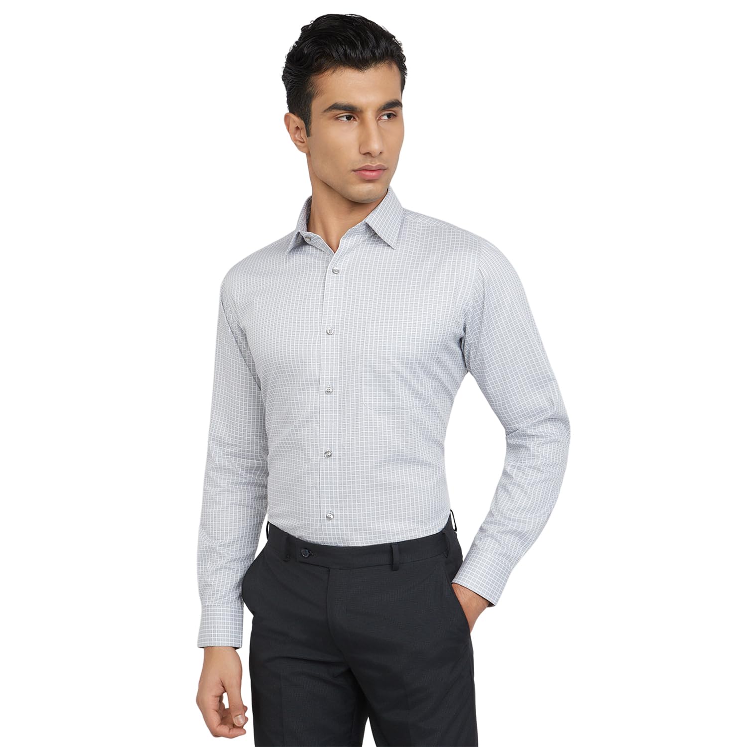 raymond Men's Pure Cotton Structure Pattern Slim Fit Semi Cutaway Collar Full Sleeve Formal Shirt-picture-14