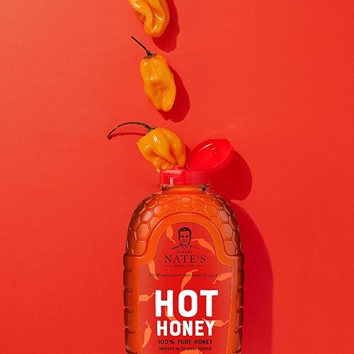 Miniatura 11 de Nate's Hot Honey - Miel 100% pura infusionada con hojuelas de chile habanero, sabor galardonado, botella exprimible de 16 onzas