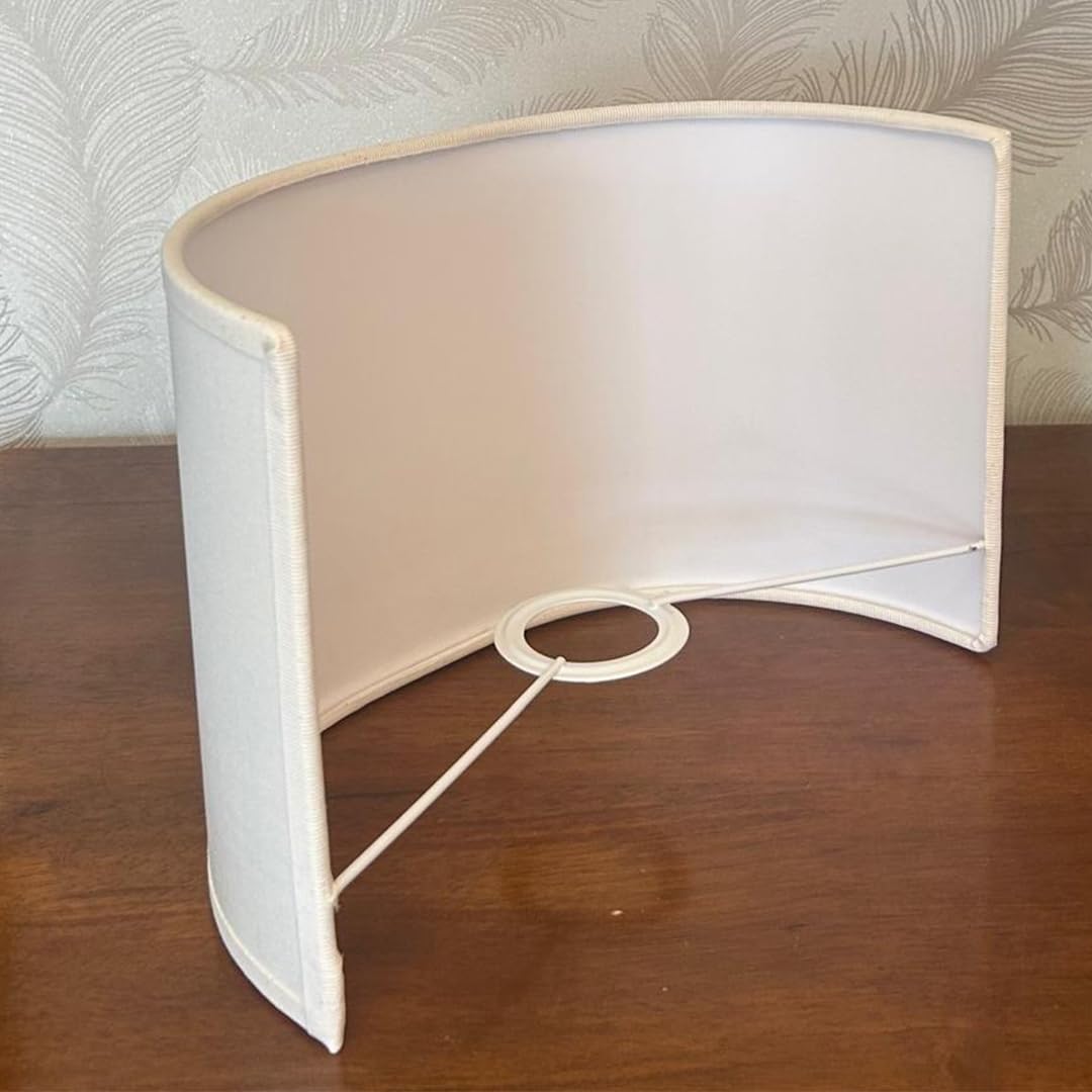 Ventolina diametro 30 cm. OVALE attacco E27 mezzo paralume classico ventola bianco avorio in cotone semitonda veletta semiluna per lampada parte di ricambio lampada da tavolo classica