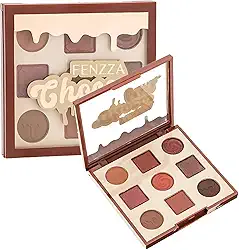 Paleta de Sombras Choco Fun, 9 Cores, Sombra Matte e Cintilante, Testura Aveludada, Alta Pigmentação - Maquiagem Fenzza (Chocolate Pudding)