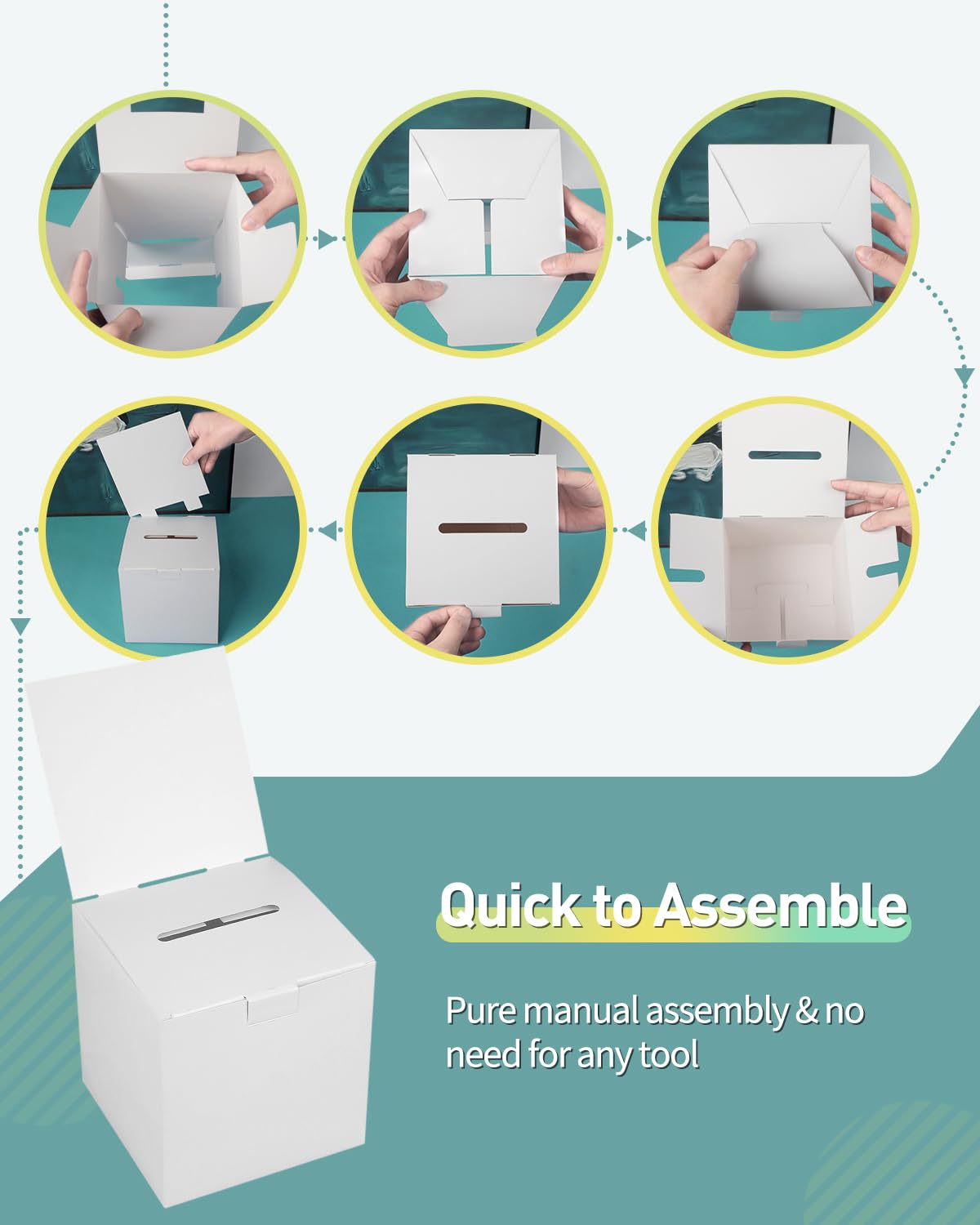 Uniclife 6 Pack Scatola per schede elettorali con fessura Scatola per suggerimenti Scatola per lotterie Scatola per donazioni per raccolta fondi Scatola in cartone bianco per concorso di beneficenza