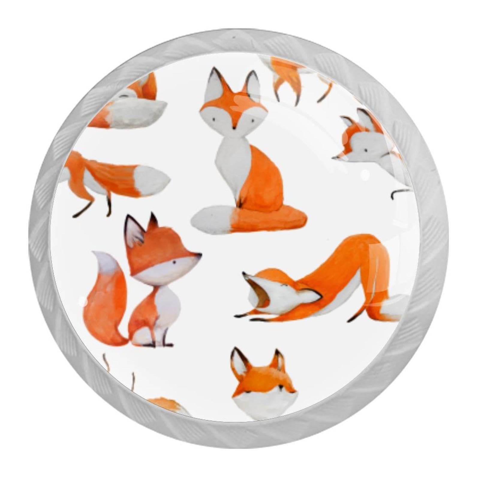 Tqmspg 4 Pieces Drawer Pulls Fox Pattern Door Knobs Dresser Handles for Kitchen Wardrobe Cupboard Hardware Furniture