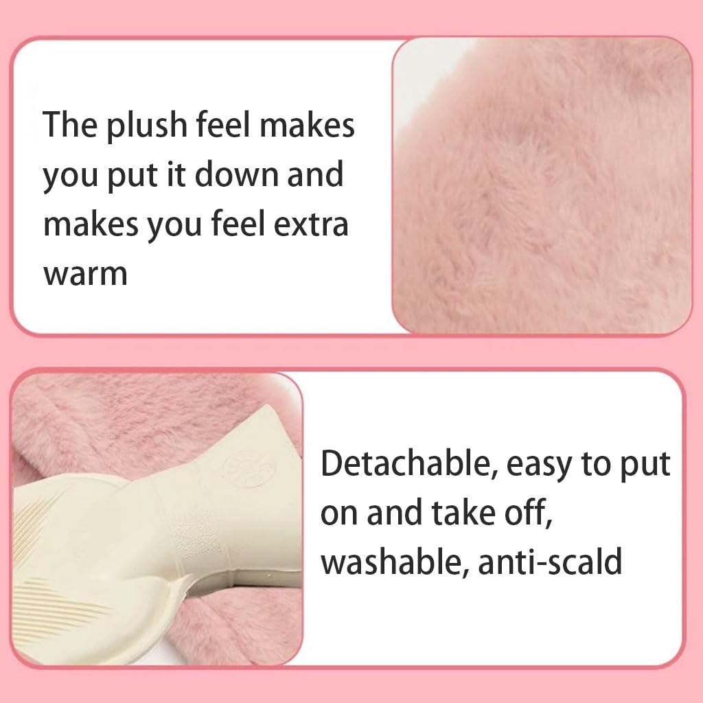 réutilisable Bouillotte Longue avec Couvercle, Chauffe-lit d'hiver, Sac d'eau Chaude de Grande capacité, bouillotte en Peluche pour soulager la Douleur Chaud
