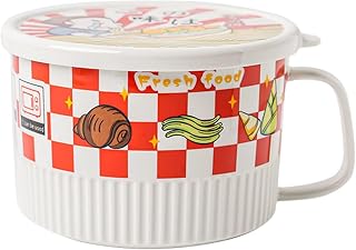 Cuenco de Curry Ramen,Cuencos de Sopa,/Cuencos de Fideos Ramen de Estilo japonés for microondas, Cuenco de cerámica con Tapa, Taza de Sopa con Tapa, for dormitorio-rojo-1000ml/35oz (Color : Red, Siz