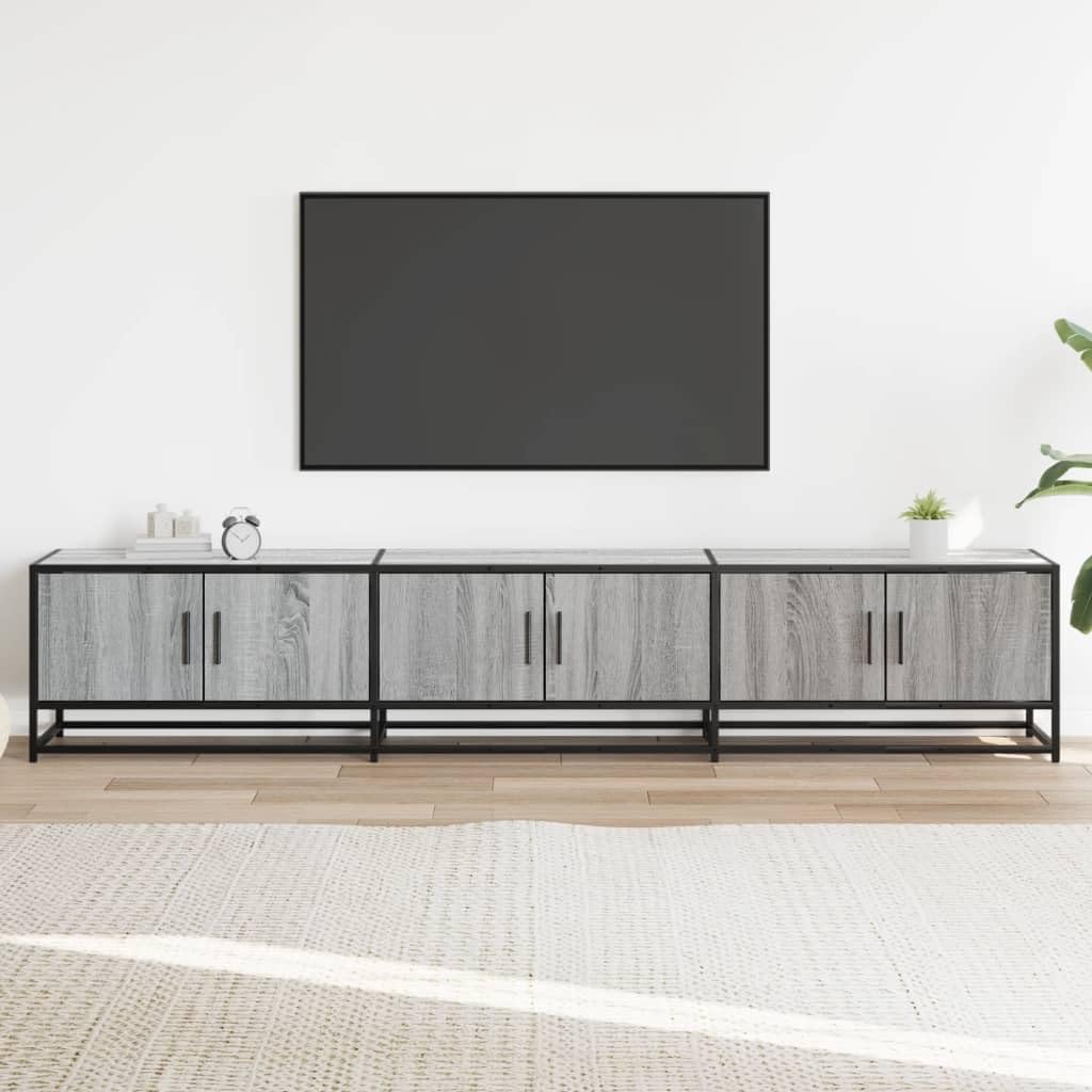 vidaXL Mueble para TV Madera de ingeniería Gris Sonoma 210x35x41 cm