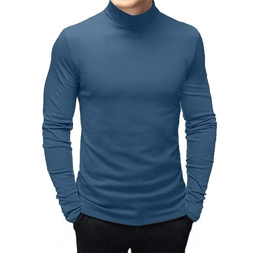 Camiseta masculina fashion gola rolê manga longa pulôver suéter básico design baixo slim fit top