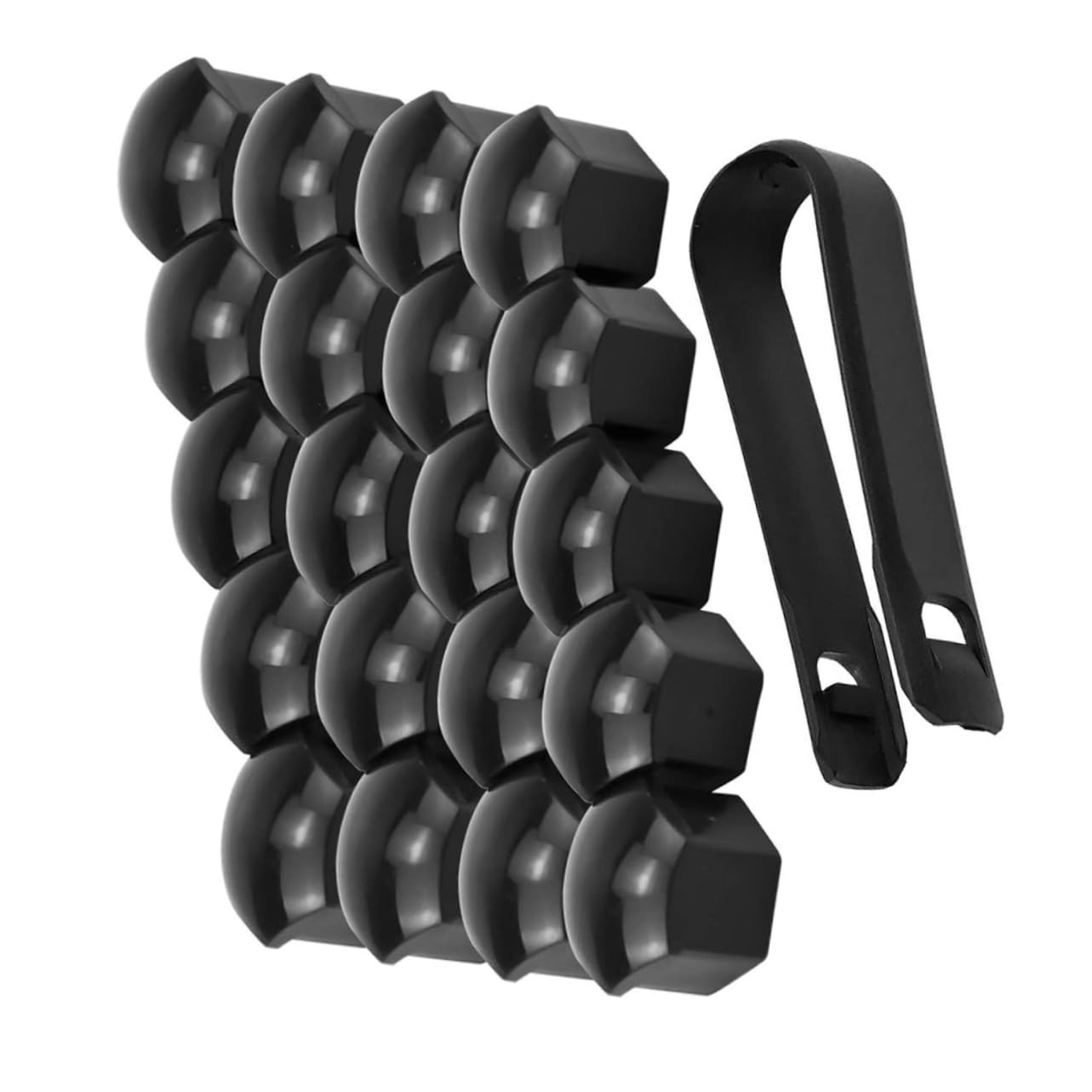 CHILDWEET Set of 40 Black Plastic Hexagon Socket Tire Nut Covers for Wheel Bolts 2 Clips Protection Decorative