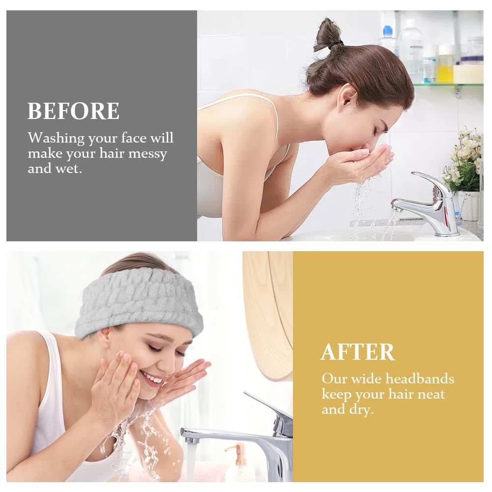 Flintronic Confezione da 3 fasce per capelli da donna, soffici per lavare il viso, morbida spugna, doccia, yoga, sport (bianco, nero, rosso anguria)