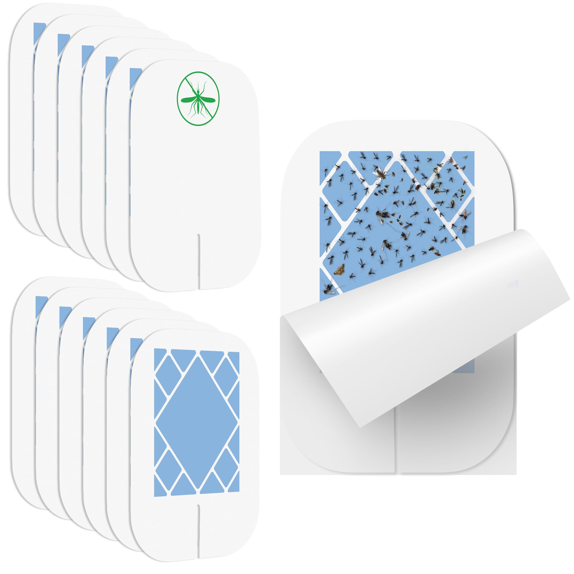 Qualirey 12 Pack Flying Insect Trap Refill Compatible with VEYOFLY Fly Trap VF01, Glue Board Bug Catcher, Replacement Sticky Glue Cards for Insect Bug Mosquito Gnat Fruit Fly Traps Indoors (Classic)